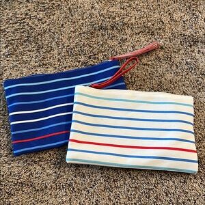 Air France Striped Blue and Cream Pouches
